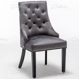 Cambridge Dark Grey French Plush Velvet Quilted Back Ring Dining Chair-Esme Furnishings