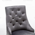 Cambridge Dark Grey French Plush Velvet Quilted Back Ring Dining Chair-Esme Furnishings