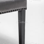 Cambridge Dark Grey French Plush Velvet Quilted Back Ring Dining Chair-Esme Furnishings