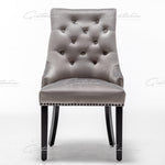 Cambridge Light Grey French Plush Velvet Quilted Back Ring Dining Chair-Esme Furnishings