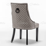 Cambridge Light Grey French Plush Velvet Quilted Back Ring Dining Chair-Esme Furnishings