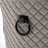 Cambridge Light Grey French Plush Velvet Quilted Back Ring Dining Chair-Esme Furnishings