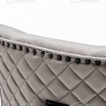 Cambridge Light Grey French Plush Velvet Quilted Back Ring Dining Chair-Esme Furnishings