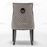 Cambridge Light Grey French Plush Velvet Quilted Back Ring Dining Chair-Esme Furnishings