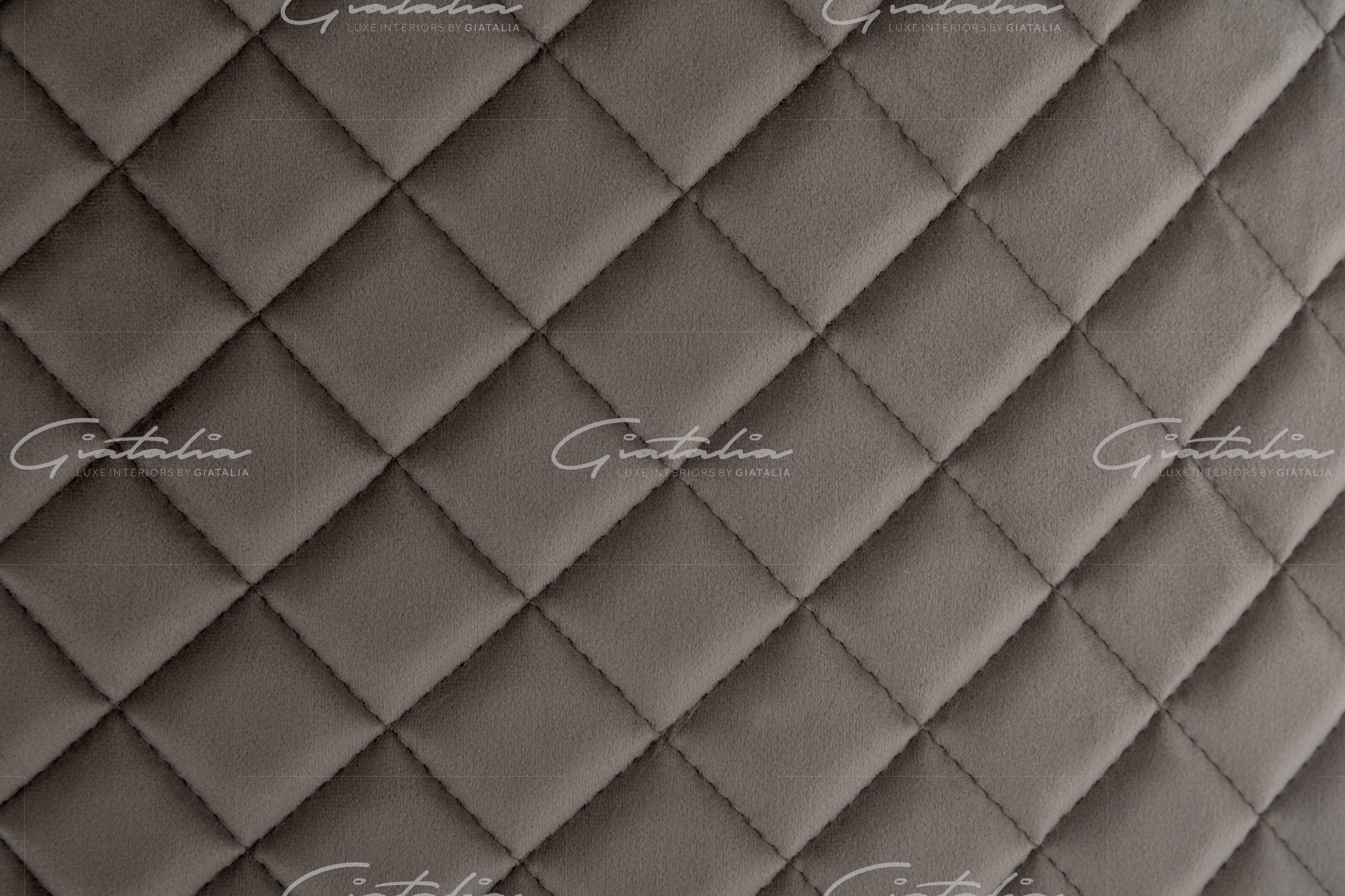 Cambridge Light Grey French Plush Velvet Quilted Back Ring Dining Chair-Esme Furnishings