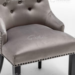 Cambridge Light Grey French Plush Velvet Quilted Back Ring Dining Chair-Esme Furnishings