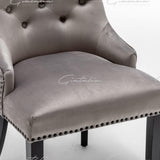 Cambridge Light Grey French Plush Velvet Quilted Back Ring Dining Chair-Esme Furnishings