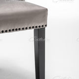 Cambridge Light Grey French Plush Velvet Quilted Back Ring Dining Chair-Esme Furnishings