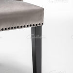 Cambridge Light Grey French Plush Velvet Quilted Back Ring Dining Chair-Esme Furnishings