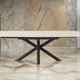 Regent 160-240cm White/Gold Swivel Ceramic Marble Extending Dining Table
