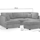 Carnaby Sofa Boucle Grey Velvet U Shape Corner Sofa