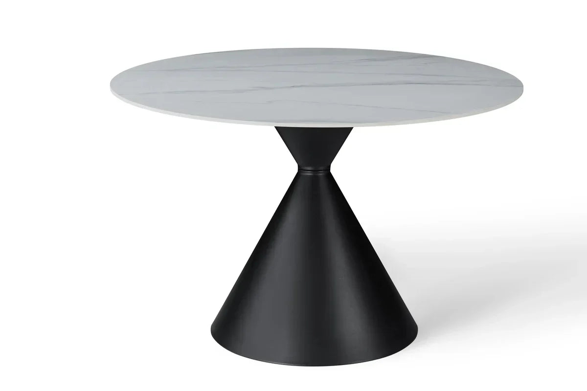 Casa Round 120cm Black & White Ceramic Marble Dining Table