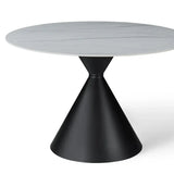 Casa Round 120cm Black & White Ceramic Marble Dining Table