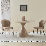 Casa Round 120cm Cappuccino & Travertine Ceramic Marble Dining Table