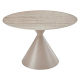 Casa Round 120cm Cappuccino & Travertine Ceramic Marble Dining Table