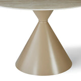 Casa Round 120cm Cappuccino & Travertine Ceramic Marble Dining Table