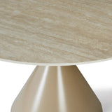 Casa Round 120cm Cappuccino & Travertine Ceramic Marble Dining Table