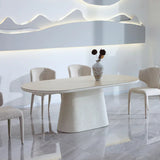 Celine 200cm Oval Ivory & Travertine Ceramic Marble Dining Table