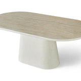 Celine 200cm Oval Ivory & Travertine Ceramic Marble Dining Table