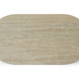 Celine 200cm Oval Ivory & Travertine Ceramic Marble Dining Table