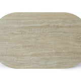 Celine 160cm Oval Ivory & Travertine Ceramic Marble Dining Table