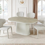 Celine 160cm Oval Ivory & Travertine Ceramic Marble Dining Table