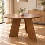 Petra 123cm Walnut Wooden Round Dining Table
