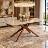 Lilliana 160-240cm Italian Champagne Ceramic Marble Side Extending Dining Table