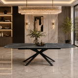 Montrose 180–240cm Grey Slate Mist Ceramic Marble Extending Dining Table