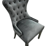 Louis Marble & Chrome Dining Table With Lion Knocker Velvet Chairs-Esme Furnishings