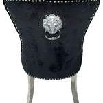 Chelsea Lion Knocker Plain Back Tufted Plush Velvet Dining Chair Chrome Legs - 3 Colours-Esme Furnishings