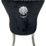 Chelsea Lion Knocker Plain Back Tufted Plush Velvet Dining Chair Chrome Legs - 3 Colours-Esme Furnishings