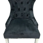 Chelsea Lion Knocker Plain Back Tufted Plush Velvet Dining Chair Chrome Legs - 3 Colours-Esme Furnishings