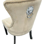 Louis Marble & Chrome Dining Table With Lion Knocker Velvet Chairs-Esme Furnishings
