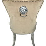 Chelsea Lion Knocker Plain Back Tufted Plush Velvet Dining Chair Chrome Legs - 3 Colours-Esme Furnishings