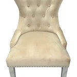 Chelsea Lion Knocker Plain Back Tufted Plush Velvet Dining Chair Chrome Legs - 3 Colours-Esme Furnishings
