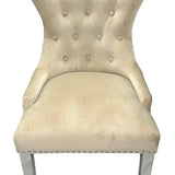 Chelsea Lion Knocker Plain Back Tufted Plush Velvet Dining Chair Chrome Legs - 3 Colours-Esme Furnishings