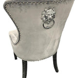 Louis Marble & Chrome Dining Table With Lion Knocker Velvet Chairs-Esme Furnishings