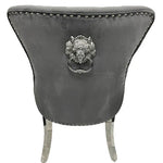 Chelsea Lion Knocker Plain Back Tufted Plush Velvet Dining Chair Chrome Legs - 3 Colours-Esme Furnishings