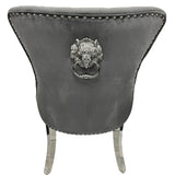 Chelsea Lion Knocker Plain Back Tufted Plush Velvet Dining Chair Chrome Legs - 3 Colours-Esme Furnishings