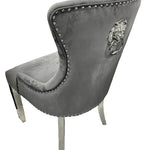 Chelsea Lion Knocker Plain Back Tufted Plush Velvet Dining Chair Chrome Legs - 3 Colours-Esme Furnishings