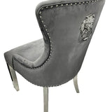 Chelsea Lion Knocker Plain Back Tufted Plush Velvet Dining Chair Chrome Legs - 3 Colours-Esme Furnishings