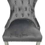 Chelsea Lion Knocker Plain Back Tufted Plush Velvet Dining Chair Chrome Legs - 3 Colours-Esme Furnishings