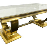 Arianna Gold 120cm Ceramic Marble Coffee Table - 6 Colors