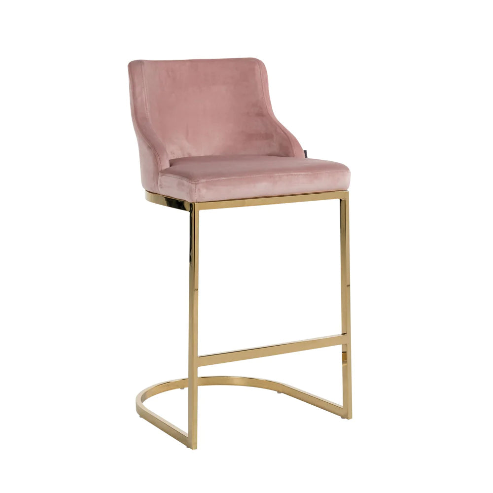 Richmond Bolton Pink & Khaki Velvet Barstool-Belmont Interiors