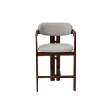 Clara Walnut Dark Wooden Ivory Boucle Fabric Bar Stool