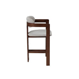 Clara Walnut Dark Wooden Ivory Boucle Fabric Bar Stool