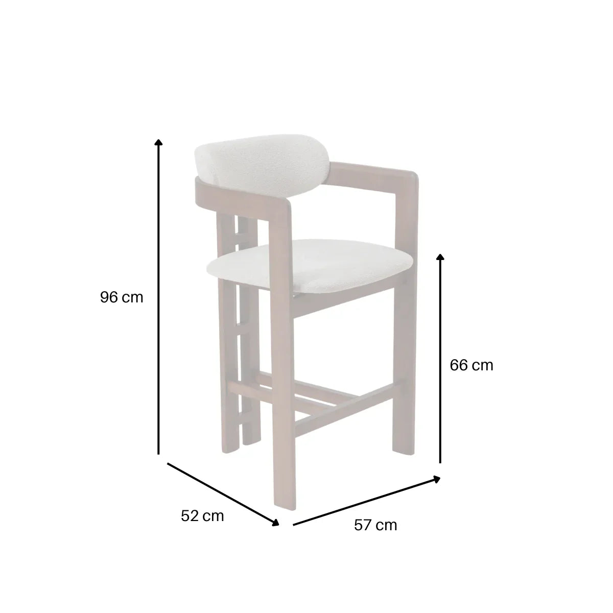 Clara Walnut Dark Wooden Ivory Boucle Fabric Bar Stool