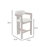 Clara Walnut Dark Wooden Ivory Boucle Fabric Bar Stool