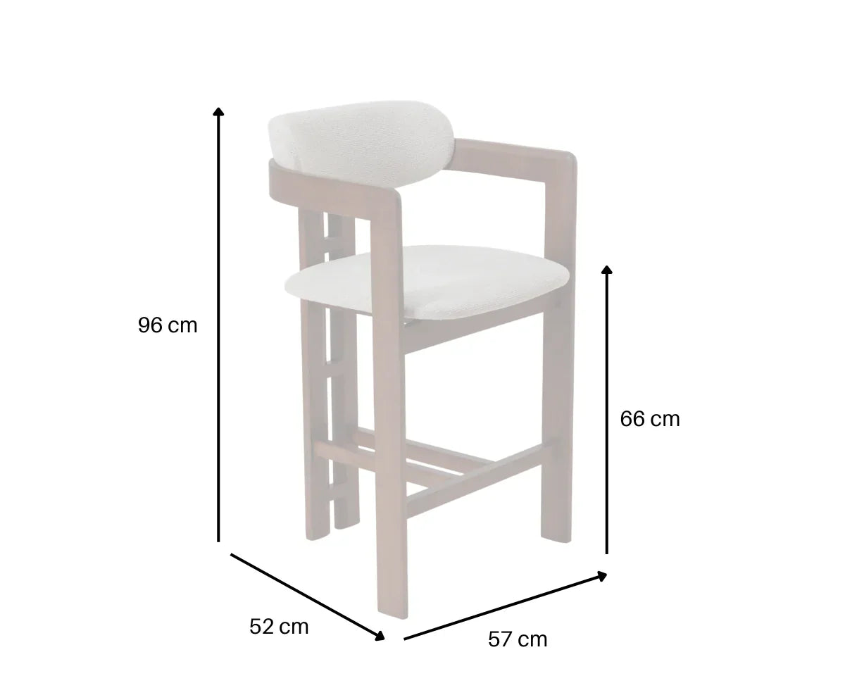 Clara Walnut Dark Wooden Ivory Boucle Fabric Bar Stool